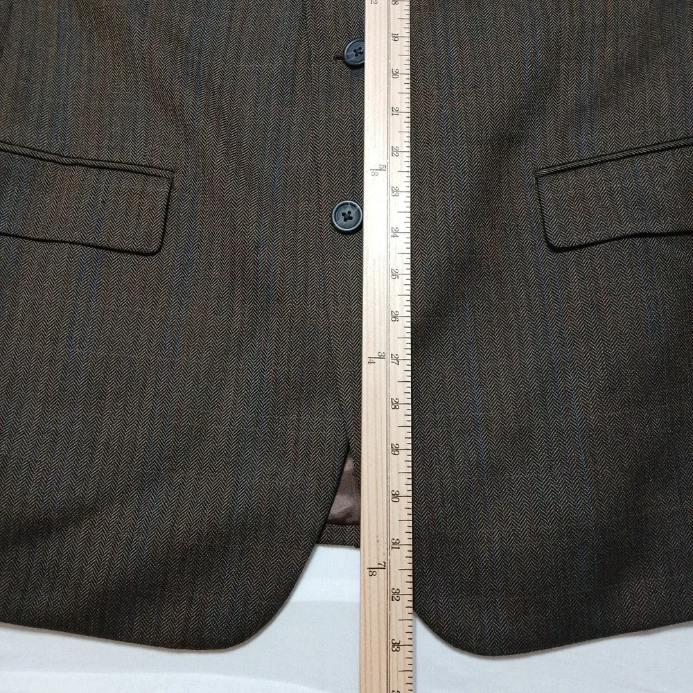 Lauren Ralph Lauren Mens Chocolate Wool Herringbone Blazer‎ Size 42R